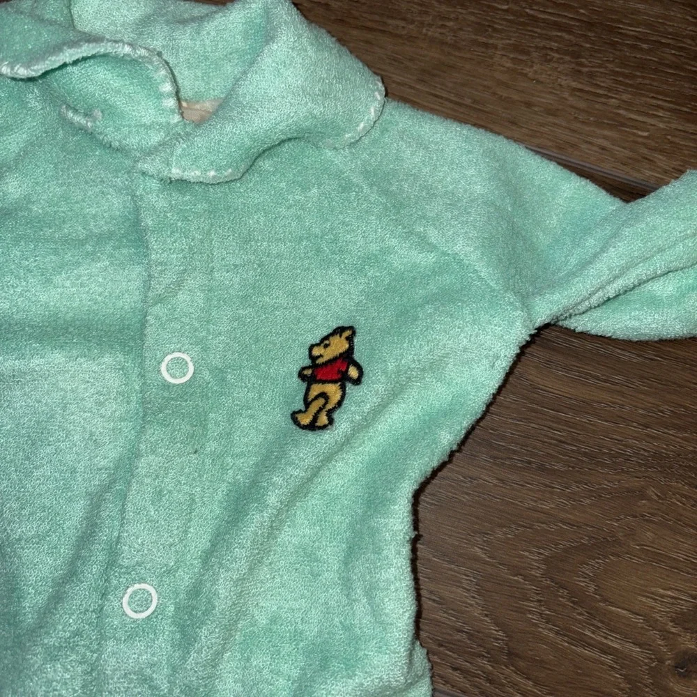 Vintage Sears Winnie The‎ Pooh Fleece Footie Pajamas Sleeper Baby 6-12 Month